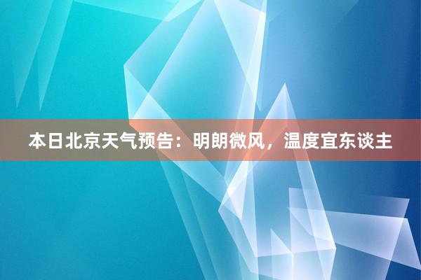 本日北京天气预告：明朗微风，温度宜东谈主